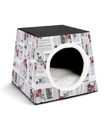 Mondxflaur Newspaper Cat Beds for Indoor Cats Cave Bed 3 in 1 Pet House - £26.43 GBP