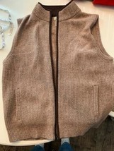 LL Bean Mens brown wool zip front vest SIZE L - £34.02 GBP