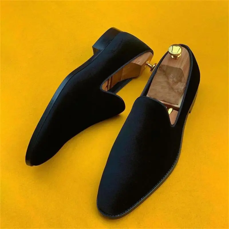  In  for Men Flock Square Toe Black Slip-On Party Wedding Shoes for Men with Fre - £81.47 GBP