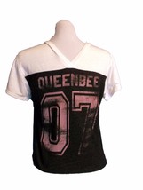 Dirttee Hollywood High Low Hem Shirt Size YXL(16) V-neck Gray/white/pink - £7.77 GBP