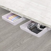 2 Pack Under Desk Drawer Organizer Slide Out Desk Drawer Attachment Plastic Desk - £31.96 GBP