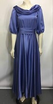 Dessy Creations S Lilac Blue Satin Bridesmaid Formal Prom Dress Vintage - £28.50 GBP