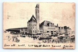 Postcard UDB St. Louis Missouri Union Station Train Trolly Depot Travelers 1907  - £6.33 GBP