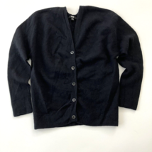 Uniqlo Women Boyfriend Cardigan 100% Wool Black Grandfather Sweater XS - £15.93 GBP