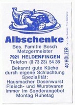 Matchbox Label Germany Albschenke Heldenfingen - £0.77 GBP