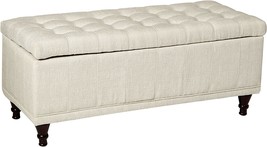 Homelegance Lift Top Storage Bench With Tufted Accents, Beige Fabric - £214.88 GBP