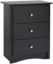 Prepac Sonoma Nightstand, Tall 3-Drawer, Black - £90.57 GBP