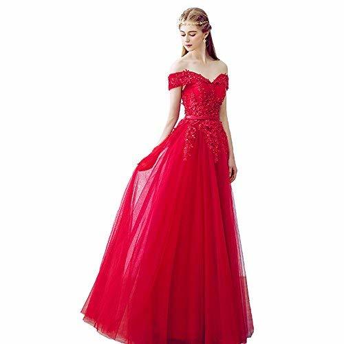 Off The Shoulder Beaded Long Lace Formal Prom Dress Evening Gown Red US 6