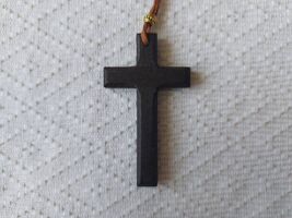 Brown Christian Wooden Pectoral Cross Pendant Rope Cord Car Rearview Mirror - $23.00