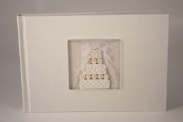 Elegant Handmade Ivory Silk Wedding Guest Book with inset 3D Wedding Cake - £24.97 GBP