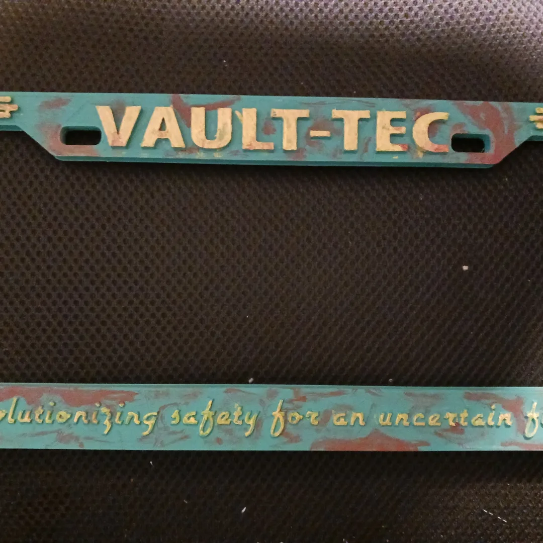Fallout Vault Tec License plate frame weathered version 3d printed Hand ... - $478.46 MXN