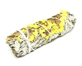 5 Inch White Sage With Yellow Sinuata ~ Smudging Incense For Smoke Clean... - £6.41 GBP