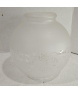 Antique Vtg Frosted Etched Floral Glass Round Sconce Pendant Lamp Light ... - $18.81
