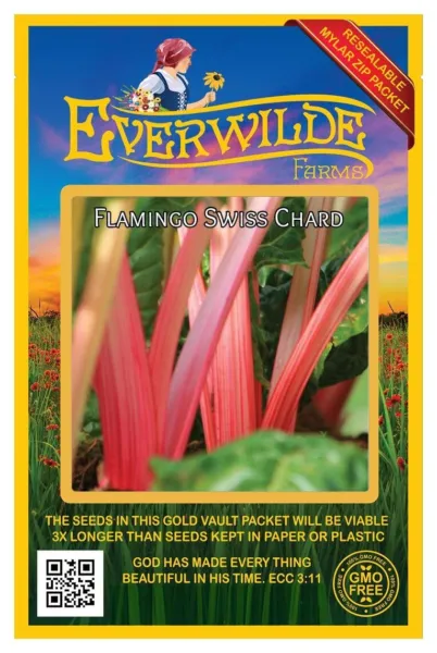 200 Flamingo Swiss Chard Seeds Farms Mylar Seed Packet Fresh Garden - £6.64 GBP