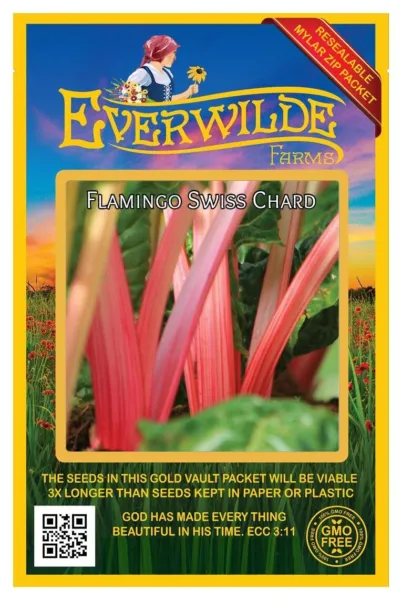 200 Flamingo Swiss Chard Seeds Farms Mylar Seed Packet Fresh Garden - $8.50