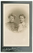 CIRCA 1880&#39;S CDV 2 Swedish Sisters Dresses Lindheborgs Atelier Jonkoping Sweden - £8.87 GBP