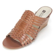 White Mountain Women Capitol Tan Leather Wedge Sandal - £28.04 GBP