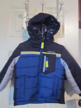 NWT - LONDON FOG Boy&#39;s Size 2T Blue &amp; Black Zip Front Coat with Extra Fleece Hat - £31.38 GBP