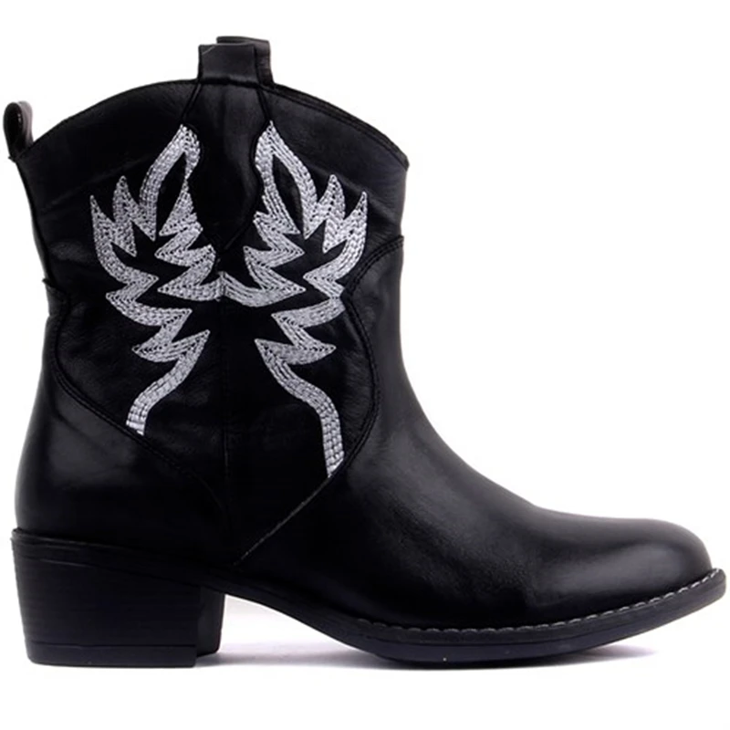 2024 Embroidery Botas Mujer  Leather boy Ankle Boots for Women Wee High Heel Boo - £162.74 GBP