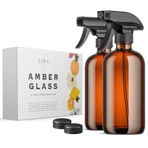 Amber Glass Spray Bottles 2 Pack 16 oz Refillable Empty Spray Bottles NEW - £20.15 GBP
