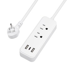 Flat Plug Power Strip With 2 Ac Outlets, 2 Usb A And 1 Usb C Ports(5V,2.... - £20.45 GBP