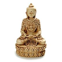 BUDDHA STATUE 5.5" Meditating Buddhist Icon High Quality Off White Resin... - $17.95