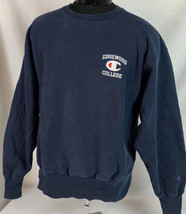 Vintage Champion Reverse Weave Sweatshirt Crewneck Jumper Navy Blue Large 90s - £39.80 GBP