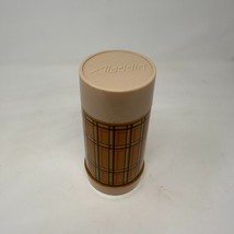 Vintage Aladdins Best Buy Wide Mouth Brown Plaid Thermos Bottle MCM Mid Century - £7.73 GBP