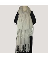 Scarf Shawl American Eagle Womens Oversized Cream Beige White Fringe Pol... - $56.10