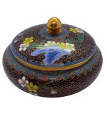 Vintage Cloisonné Lidded Jar With Floral Design &amp; Gold Accents - €45,00 EUR