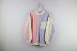 Vintage 90s Streetwear Womens Small Pastel Color Block Mock Neck Sweatshirt - £35.26 GBP