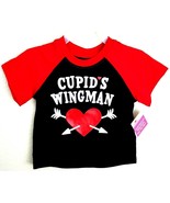 Infant &amp; Toddler Black &amp; Red Cupid&#39;s Wingman Tee Shirt Valentine Day T-S... - £8.43 GBP