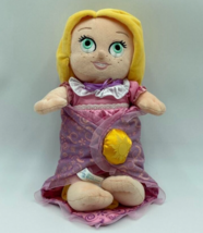 Disney Parks Babies Rapunzel 12&quot; Plush Stuffed Doll Pink Dress Blanket Tangled - £11.92 GBP