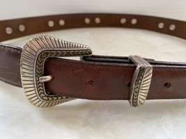 Vintage Billy Belts Calif Western Brown Leather Belt Silver Brass Concho... - $69.99