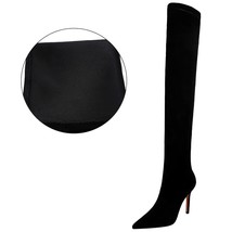 Shoes Suede Sexy Over-the-Knee Boots Black Plush Warm Women Winter Boots Thin Hi - £37.19 GBP