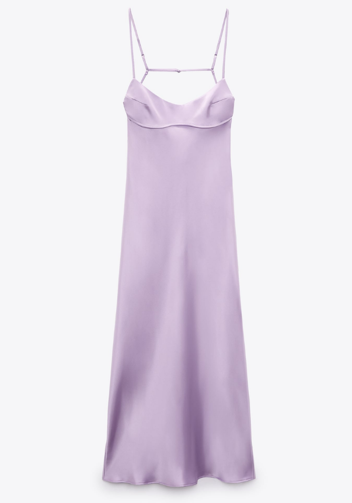 Zara NWT Lilac Backless Satin Mini Dress M 