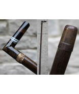 Antique cane Slag onyx stone glass old GOLD PLATED walking stick ESTATE ... - $189.99