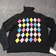 Villager Liz Claiborne Sweater Women Plus 2 Black Diamond Turtleneck - £14.52 GBP
