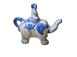 Japanese tea pot Elephant Blue and White ceramic china porcelain sake tea jug - £30.37 GBP