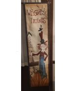 Welcome Friends Scarecrow with Pumpkins Fall Halloween Canvas Wall Hangi... - $24.99