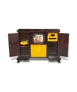 1940s Ideal Toys Miniature Dollhouse TV Radio Record Player Console Hard... - $53.90