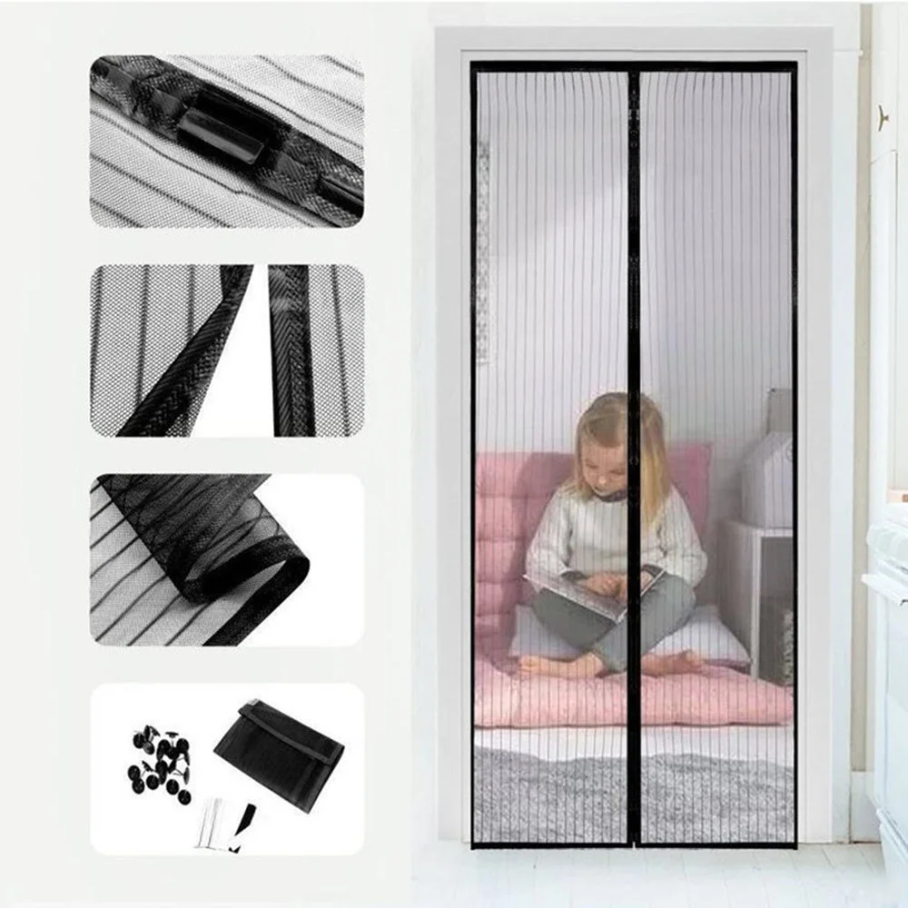 House Home Tool-free Reinforced Magnetic Screen Door Curtain Mosquito Net Anti B - £24.68 GBP