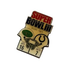 Vintage Super Bowl III 3 NY Jets Vs. Colts Pin Metal Enamel NFL Football - £7.99 GBP