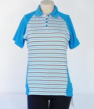 Under Armour Golf Blue Stripe Heatgear Short Sleeve Polo Shirt Women NWT - £31.96 GBP
