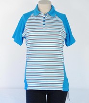 Under Armour Golf Blue Stripe Heatgear Short Sleeve Polo Shirt Women NWT - £31.87 GBP