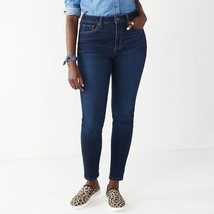 Sonoma Curvy Skinny Jeans Womens 4 Blue Dark Wash High Rise Stretch Everyday NEW - £19.36 GBP