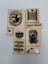 Stampin&#39; Up Wood Rubber Stamps Halloween Toxic Treats Set Of 8 With Clear Case - £14.65 GBP