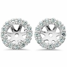 1.50 Ct Round Cut Diamond Solitaire Jacket Stud Earrings 14K White Gold Over - £60.40 GBP