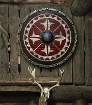 (Medieval Shield)Viking Shield 24&quot; Wooden Shield Heavy Metal Fitted - £90.42 GBP