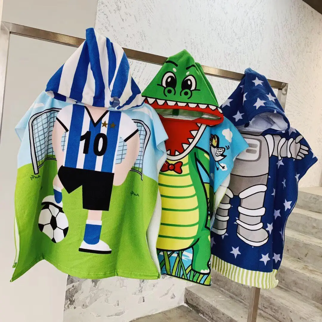 Sporting Cartoon Child Kid Hooded Cloak Infant Bathrob Baby Bath Towel Robe Cott - £28.87 GBP